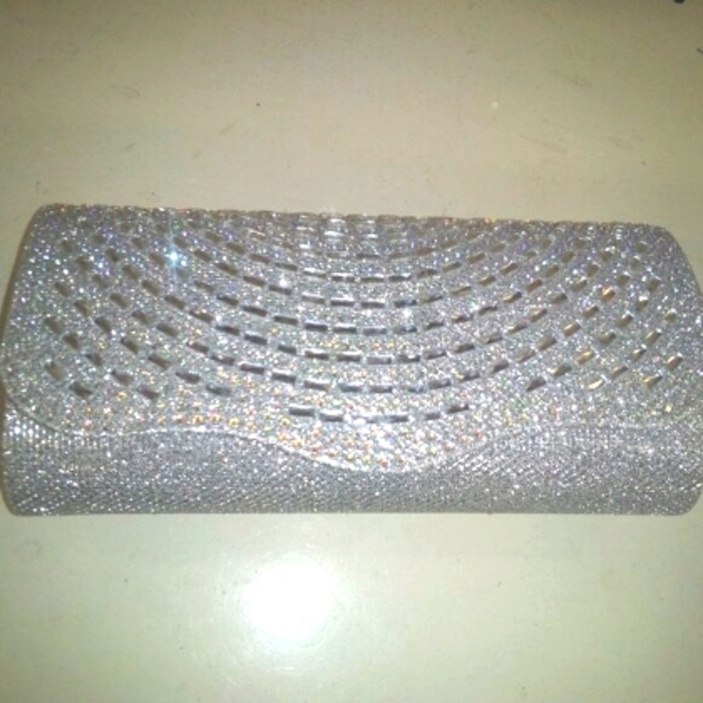 Sparkling Silver waves envelope purse